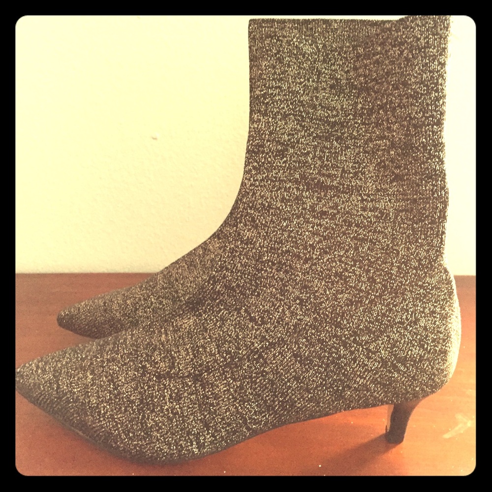 Kitten Heel Silver Shimmering Booties
